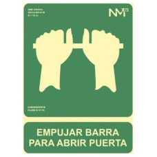 SEÑAL "EMPUJAR BARRA PARA ABRIR PUERTA" 224X300 PVC VERDE ARCHIVO 2000 6170-01H VE (Espera 4 dias)